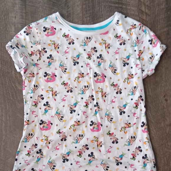Disney Kids Mickey Mouse Pattern Tee - White and Pink - Picture 1 of 2